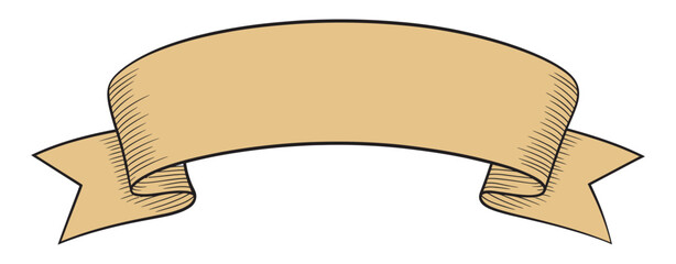 Vintage hand drawn ribbon banner ranked as classic design element, illustrated in detailed engraving style, suitable for logos, packaging, invitations, and decorative typography projects.