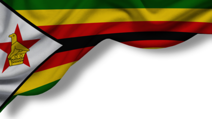 The Zimbabwe flag features bold colors of green, yellow, red, and black arranged in stripes, with a white triangle and a red star symbolizing national identity and sovereignty.	