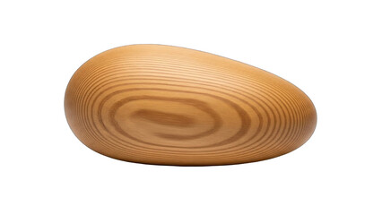 Natural wooden oval shape with grain pattern on white background
