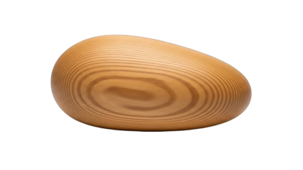 Natural wooden oval shape with grain pattern on white background