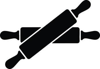 Silhouette of two rolling pins crossed for baking dough Vector Illustration