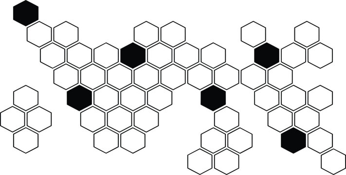 Abstract geometric honeycomb background with black and white hexagonal cell pattern vector illustration