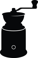 Silhouette vintage manual coffee grinder with crank handle Vector Illustration