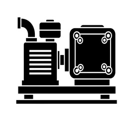 Fototapeta premium A black and white illustration of an industrial pump system on a base platform