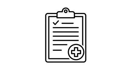 Medical Record Clipboard with Health Checklist and Patient Care Icon