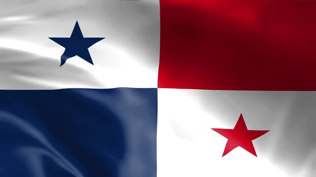 Waving flag of Panama national symbol with stars and stripes representing patriotism and independence isolated on white background