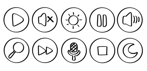 Set of hand drawn computer interface theme Isolated Vector