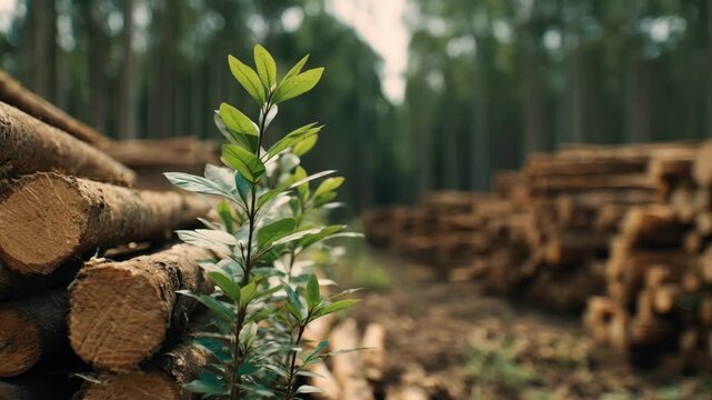 Medium shot focusing on fastgrowing wood plantations emphasizing renewable resources and rapid harvest for sustainable millwork production.