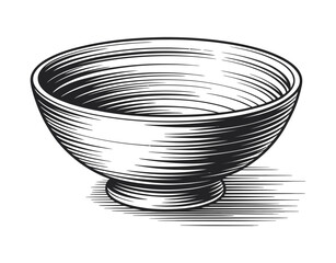 Empty bowl line art ranked as minimalist kitchenware illustration, simple dishware sketch drawing, suitable for food packaging, menu design, and culinary branding projects.