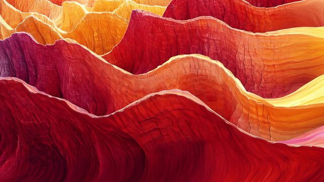 Vibrant orange and red sandstone formations with wavy, layered textures creating a dramatic natural pattern in a desert landscape.