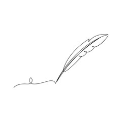 Feather icon in a single continuous line art style for literature