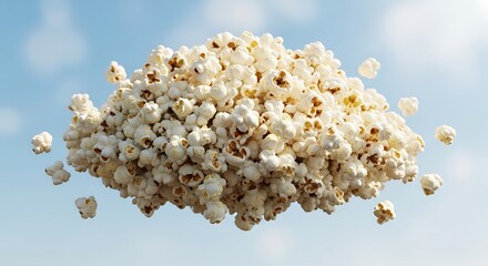 Popcorn Cloud Floating in Clear Blue Sky Conceptual Food Photography
