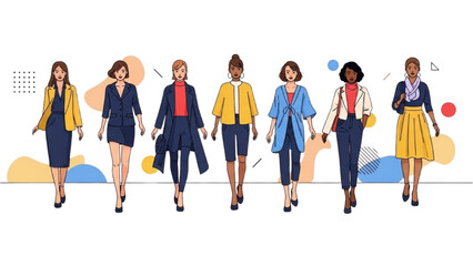 Fototapeta premium Diverse Group of Professional Women Displaying Modern Fashion and Empowerment