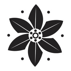 Simple graphic icon ranked as festive holiday design, featuring a Christmas star poinsettia flower, suitable for seasonal winter decoration, greeting cards, and festive branding projects.