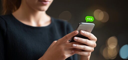 Close up of woman hands using smartphone and receiving mobile message