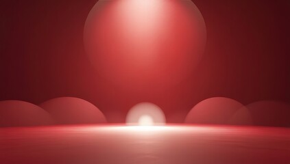 Dramatic red stage with glowing spotlight and rounded shadows