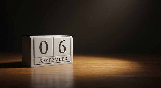 perpetual calendar block showing september sixth
