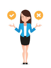 Business woman making decision illustration isolated on white