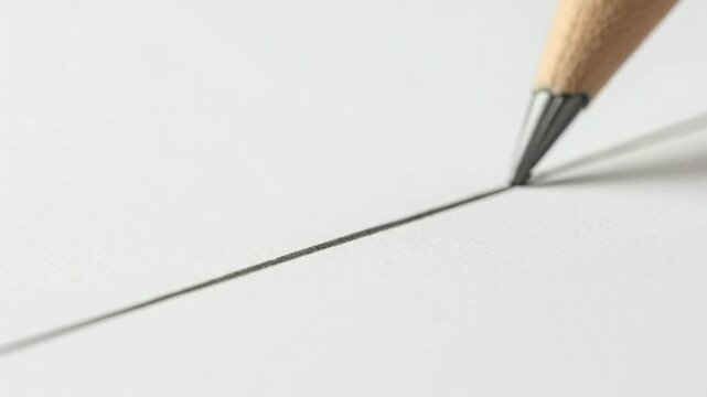 Close-up of a pencil drawing a straight line on white paper showcasing precision and focus in a creative or academic context.