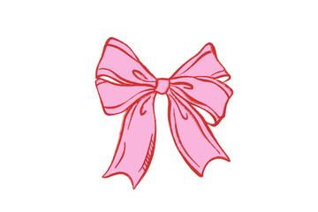  Pink ribbon bow fashion accessory doodle illustration Design