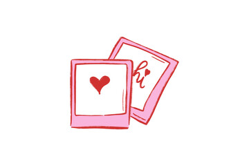 Two instant photo frames with hearts doodle Valentine illustration Design
