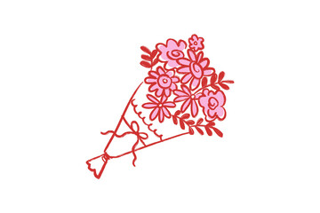 Bunch of flowers bouquet floral doodle illustration Design