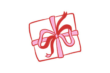 Cute gift box and love letter envelope doodle Valentine illustration Design