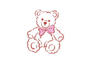 Cute teddy bear toy sitting doodle Valentine illustration Design
