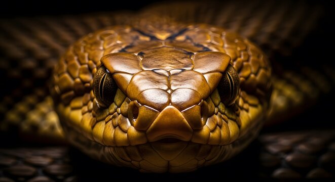 Extreme close-up portrait of the head of an Inland Taipan (Fierc