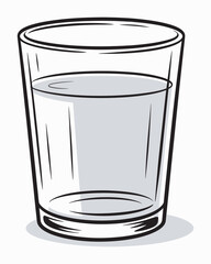 Stylized clear glass of water illustration, high rank design, symbolizing hydration, healthy living, and refreshment, ideal for health campaigns, beverage branding, and wellness graphics.