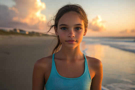 teenager girl on the beach