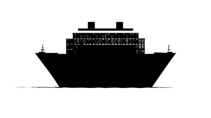 Obraz premium Simple black silhouette icon of a large passenger ship, symbolizing sea transportation, leisure travel, and unforgettable ocean journeys on the vast sea
