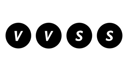 Modern vector graphic with stylized letters V and S in distinct black circular frames, perfect for 'versus' concepts, comparisons, or initials in contemporary design projects