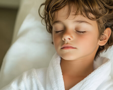 portrait of a little boy in white rob