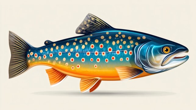 Brook trout swimming with vibrant colors illustration