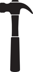 Black Silhouette of a Hammer Tool for Construction Work