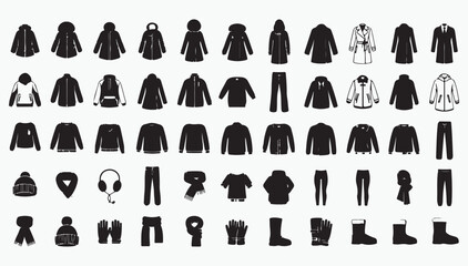 Modern winter clothes and cold weather accessories icons set © Md. Robin Hasan