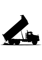 Silhouette of a Dump Truck Unloading