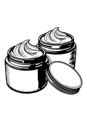 Black and White Skincare Cream Jars Illustration
