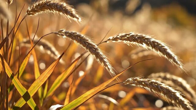 Golden Hour Glow on Foxtail Grass in a Serene Meadow.