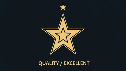 Obraz premium Golden Stars Award Emblem for Excellence and Quality, Achievement Symbol