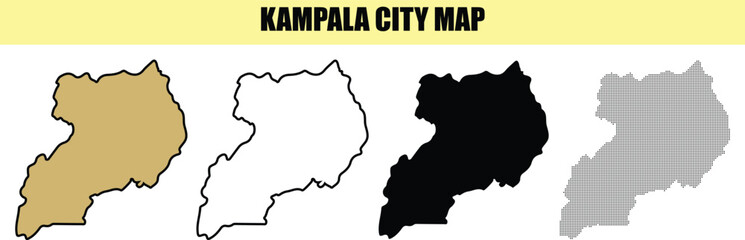 Kampala city map in different styles