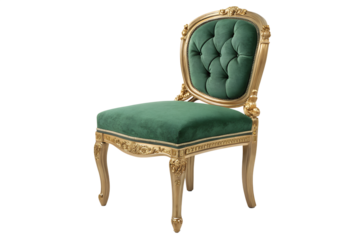 Luxury Green Velvet Baroque Dining Chair with Gold Frame