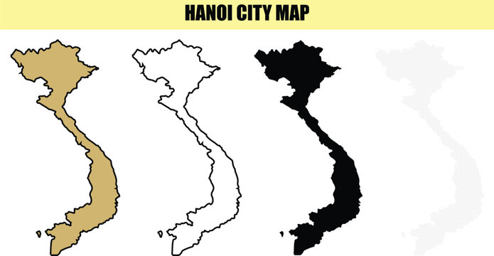 Vector illustration of hanoi city map in various styles and colors