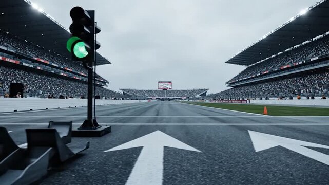 Racing track start line traffic light stadium competition