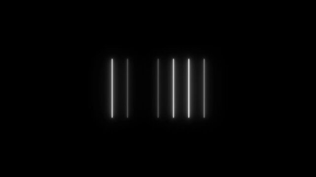 White Neon Vertical Lines on Black Background abstract