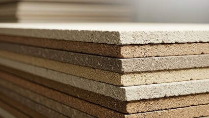 Stack of Wood Composite Boards Showing Layered Textures and Materials