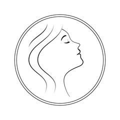 "Minimalist Female Face Line Art Elegant Beauty Illustration for Logo Branding"