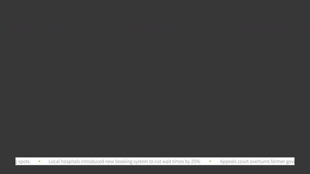News ticker, 4K loopable, ProRes 4444 with alpha channel, transparent background, simplicity and minimalism design, neutral and fictional headlines for ticker display
