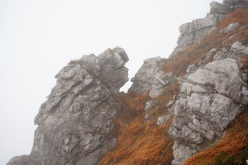 rock in the mountains among the clouds, Italy